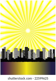 sun above city