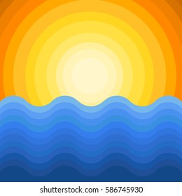 Sun above the sea - vector graphic