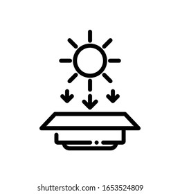 Sun above Solar Panel Icon. Simple Vector line icon. EPS 10