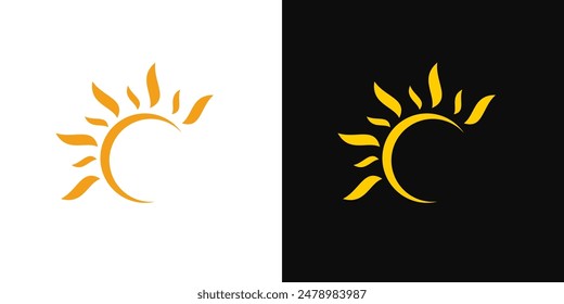 Sun abstract shape logo vector. summer sunshine sunrise curve icon