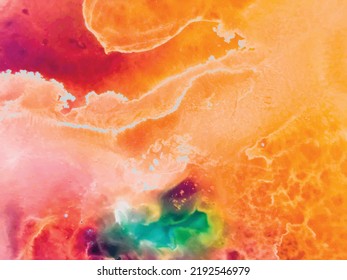 Sun Abstract Texture. Fluid Abstract Illustration. Acrylic Hot Splash. Alcohol Ink Background. Orange Holi Paint. Liquid Marble Watercolor. Acrylic Ink Fire Space. Hot Abstract Template. Sun Light Art
