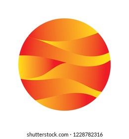sun, abstract waves, sphere logo icon