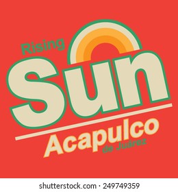 Sun Acapulco typography, t-shirt graphics, vectors