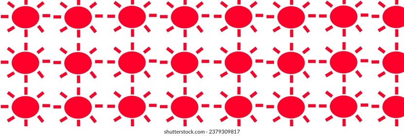 The sun is adorned with red rays.