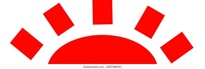 The sun is adorned with red rays.