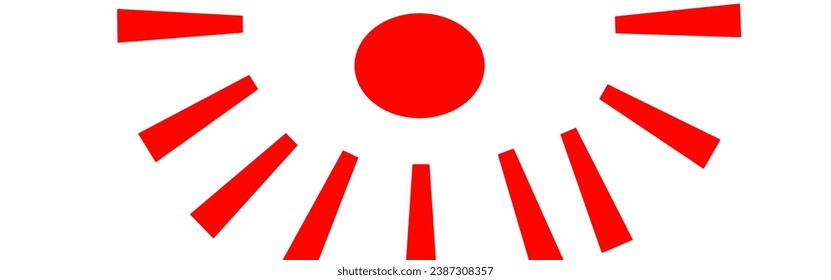 The sun is adorned with red rays.