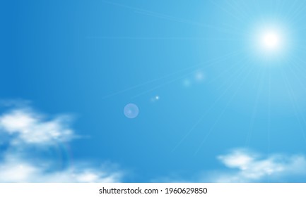 Sun against the blue sky, vector art illustration.
