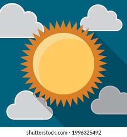 Sun against the sky. Nature. Flat design.