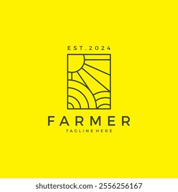 Sun and Agriculture Premium Logo Design. Farmer Icon