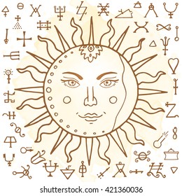 The Sun with alchemy signs