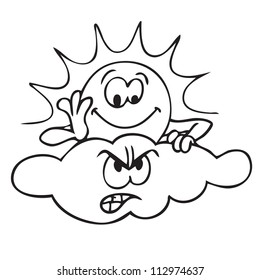 Sun and angry cloud doodle