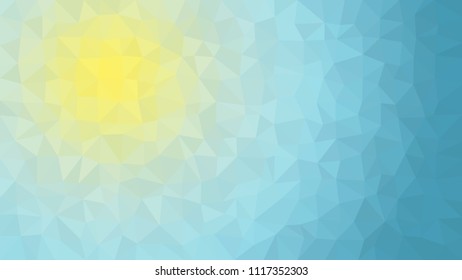 Sun ans sky, yellow and blue low poly vector gradient texture. Colorful polygonal illustration, good as a cell phone, marketing material, or website background. All polygons are in separate layers.