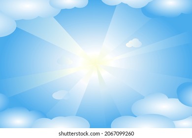 Sun Appear From The Cloud. Light Of Heavenly Sky