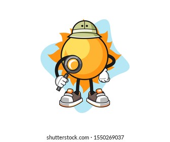 Sun archaeologist cartoon. Mascot Character vector.