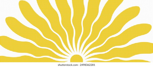 sun are arranged separately on a transparent background. Hand drawn abstract floral pattern with vintage rough speckled texture. Modern retro style vector