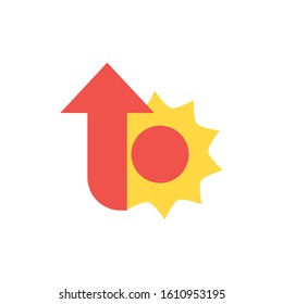 Sun and arrow design, Climate change global warning environment nature pollution green and extreme danger theme Vector illustration
