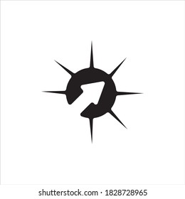 combinación de logotipo de sol negro con flecha direccional