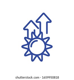 sol y flechas sobre fondo blanco, icono de estilo de línea, ilustración vectorial