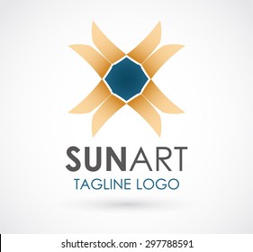 Sun art decoration abstract vector logo design template or business ornament icon for company identity symbol concept.