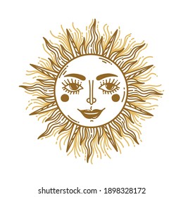 Sun astrological magical symbols doodle vector illustration