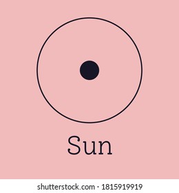 Sun astrological and zodiac symbol. Vector sign of planet domicile for print designs - calendar, poster, sky map, sticker 