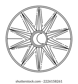 sun and astrology retro icon