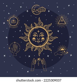 sun and astrology symbols poster