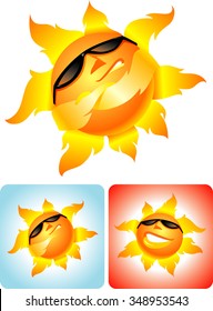 Sun Attitude Set-Character design of Sun in different variations, folding his arms, smirk and big smile