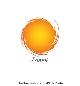 Sun backdrop. Vector web template. Orange round background.