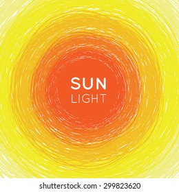 Sun background with hand-drawn circle. Elements for design. Vector illustration.