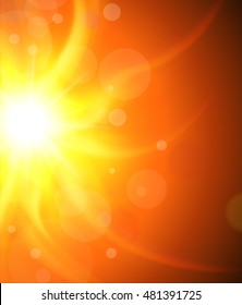 Sun background, orange and sunny vector design.