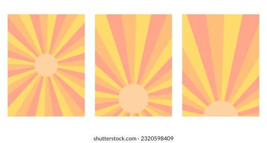 Sun backgrounds set in a retro style. Vector illustration