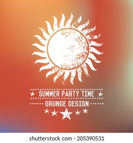 Sun badge on blur background,vector