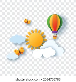 sun with balloon on the cloudy sky