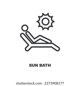 sun bath icon. Thin line sun bath icon from travel and trip collection. Outline vector isolated on white background. Editable sun bath symbol can be used web and mobile