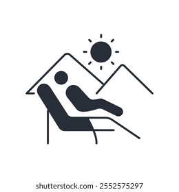 sun bathing icon. vector.Editable stroke.linear style sign for use web design,logo.Symbol illustration.