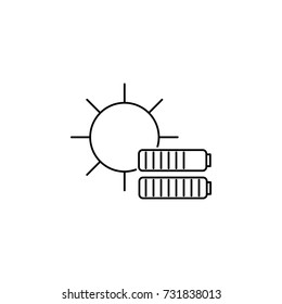 Sun, battery loading icon on white background