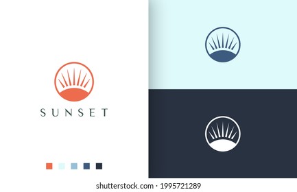 sun or beach circle logo in simple and modern style