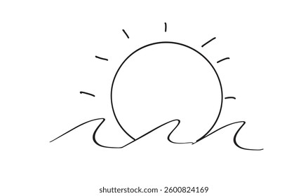 sun beach drawing black color write doodle vacation summer season time holiday travel design sea holiday beach cute object vintage ocean sea beach summer time shape retro vintage icon enjoy funny palm