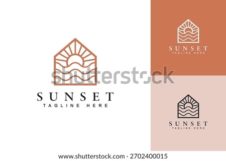 Sun or beach hotel logo - Simple modern line style for resort and travel branding