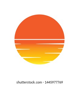 sun beach icon flat vector illustration