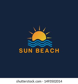 Sun Beach icon logo design template