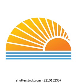 Sun and beach logo design. Sun and beach icon for tourism business.