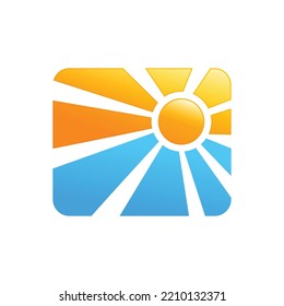 Sun and beach logo design. Sun and beach icon for tourism business.