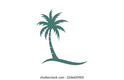 sun beach logo design, sunset with island logo design vector illustration