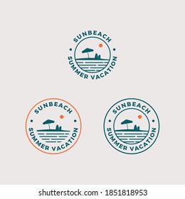 Sun beach logo design vector illustration	
