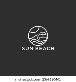 Sun beach logo icon design template flat