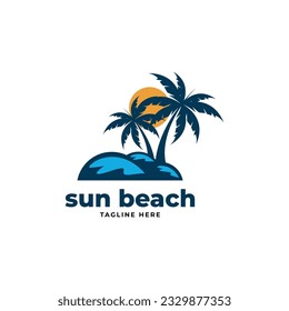 sun beach logo icon vector template.