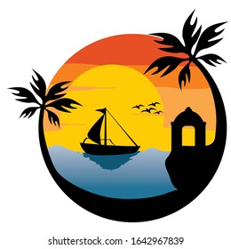 SUN BEACH LOGO IMAGES DESIGN VECTOR