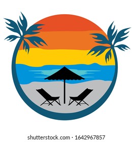 SUN BEACH LOGO IMAGES DESIGN VECTOR